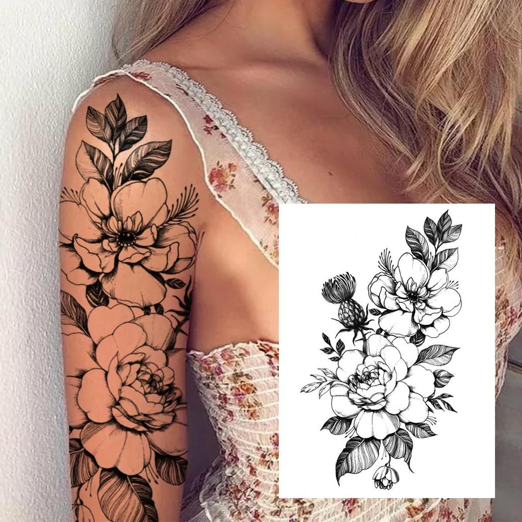 Buy Moon Tiger Flower Tattoos For Women Girls Beauty Rose Blossom Peony Tattoo Sticker Black Orchid Flora Fake Body Art Tatoos Back At Affordable Prices — Free Shipping, Real Reviews With Photos — 1024_x_1024_jpg