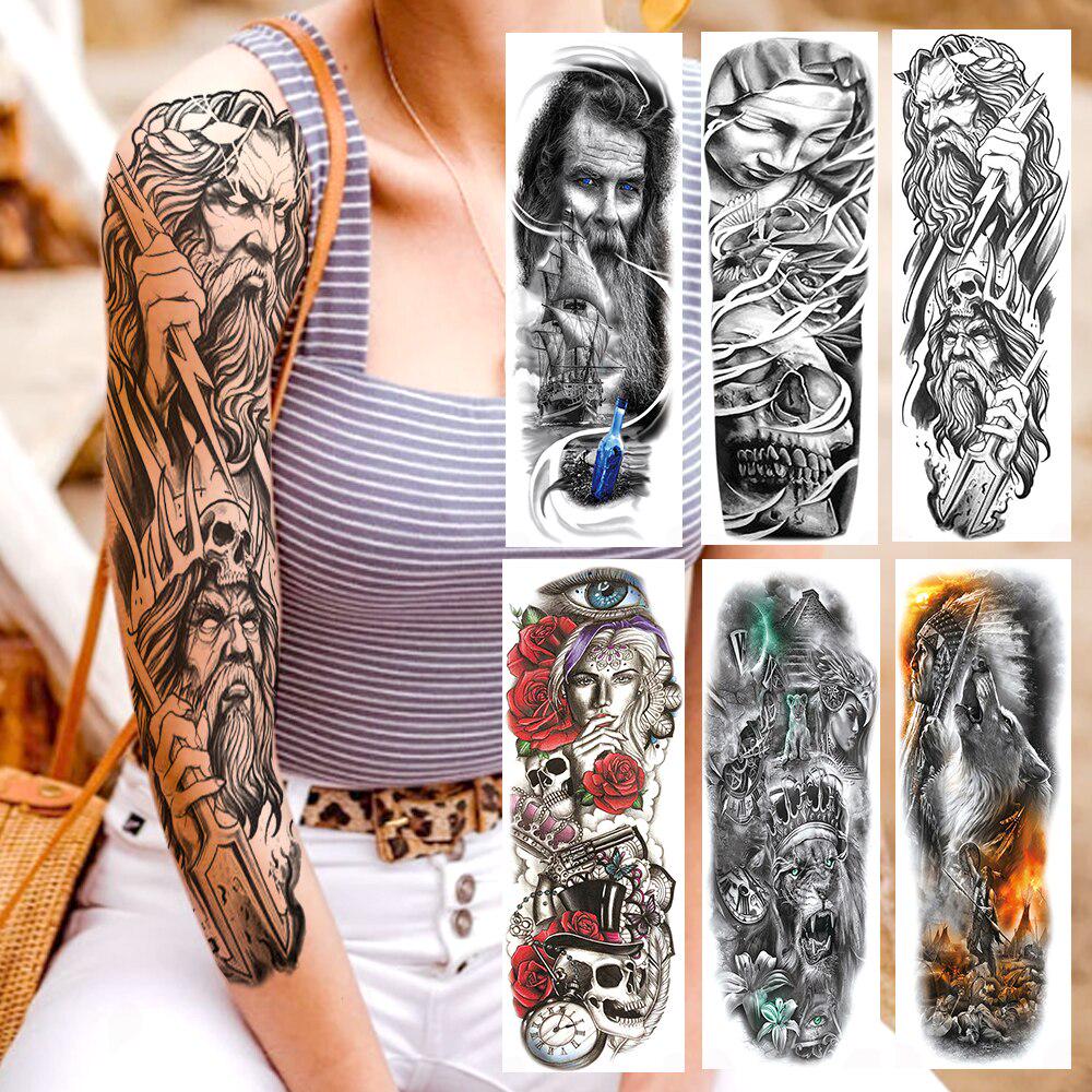 Compre Tribal Worrior Military Full Arm Temporary Tattoos Realistic Fake 3D Long Tattoo Sticker For Men Women Body Art Legs Sleeve Tattoos Paper Barato — Frete Grátis, Avaliações Reais Com Fotos — Joom 1000_x_1000_jpg