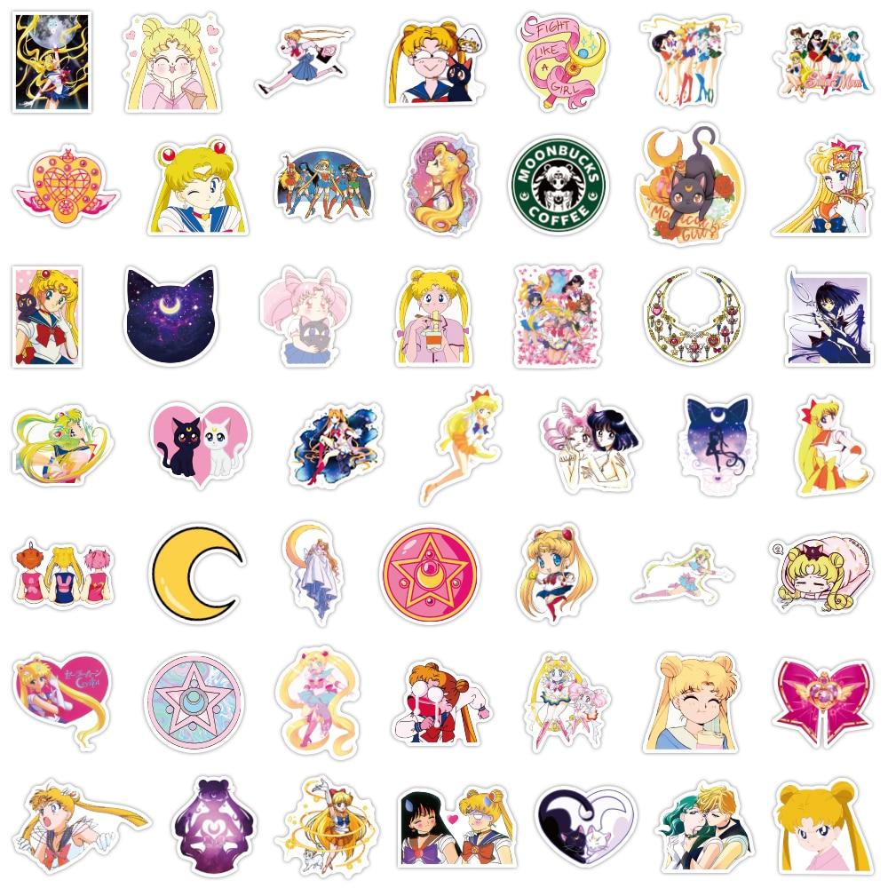 buy 50 100pcs kids stickers sailor moon cute kawaii anime sticker cartoonl luggage skateboard guitar fridge notebook waterproof wholesale kid toy gift at affordable prices free shipping real reviews with photos joom