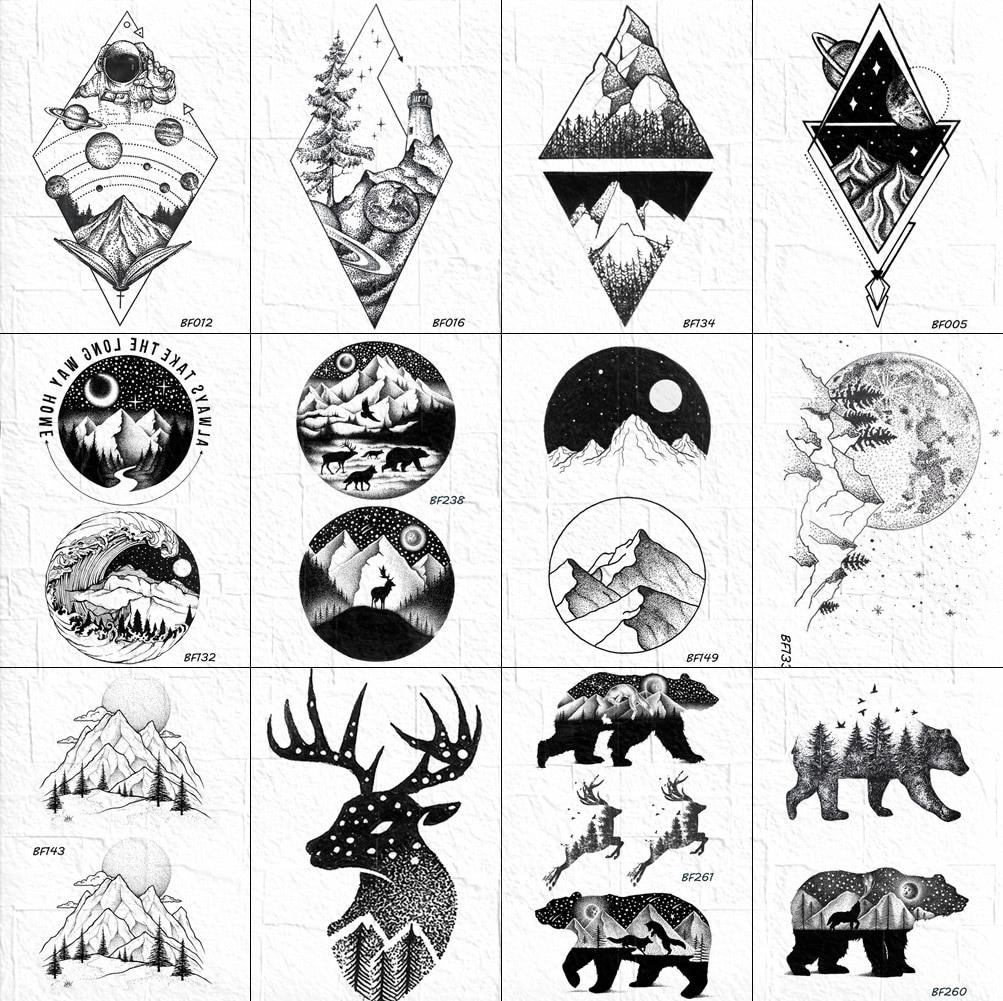 Buy 1Pc Geometric Mountain Planets Temporary Tatoo Fake Black Elk Wolf Tattoo Sticker For Adult Body Art At Affordable Prices — Free Shipping, Real Reviews With Photos — Joom 1001_x_1003_jpg