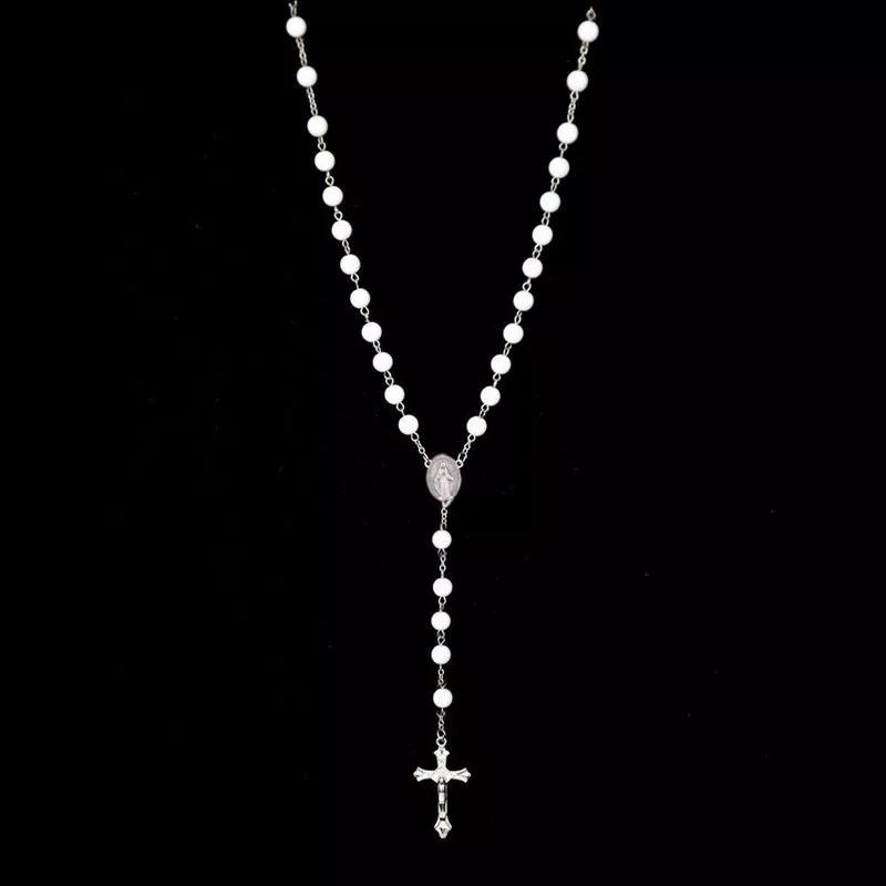 Schwarz Weiss Religiose Christentum Acryl Perlen Kreuz Rosenkranz Perlen Anhanger Halskette Gunstig Im Onlineshop Von Joom Kaufen