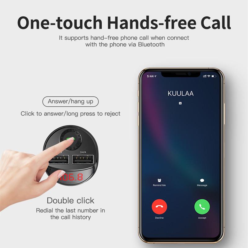 Buy Kuulaa Bluetooth Car Charger With Fm Transmitter 3 4a Dual Usb Charger Audio Mp3 Player Tf Card Car Kit Car Phone Charger At Affordable Prices Free Shipping Real Reviews With Photos