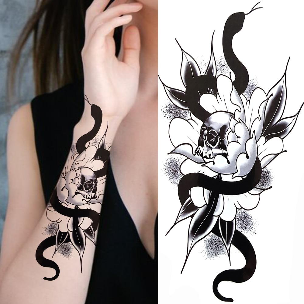 Buy Clock Flower Tattoo Sticker Fake Tiger Lion Deer Snake Temporary Tattoo For Momen Kids Black Evil Devil Tribal Totem Tatoo Paper At Affordable Prices — Free Shipping, Real Reviews With Photos — 1000_x_1000_jpg