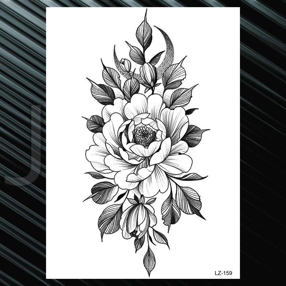 Buy Pencil Sketch Flower Temporary Tattoos For Women Girls Waterproof Tatoos Realistic Fake Rose Peony Lotus Tatoos Sexy Body Art 3D At Affordable Prices — Free Shipping, Real Reviews With Photos — Joom 1000_x_1000_jpg