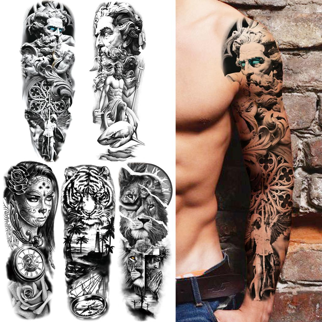 Dios Grande Mitología Griega Guerrero Tatuajes Temporales Manga De Brazo Para Hombres Mujeres Cruz De León Tatuaje Pegatina Tigre Negro Falso Tatoos Comprar A Buen Precio — Entrega Gratuita, Reseñas Reales Con 1024_x_1024_jpg