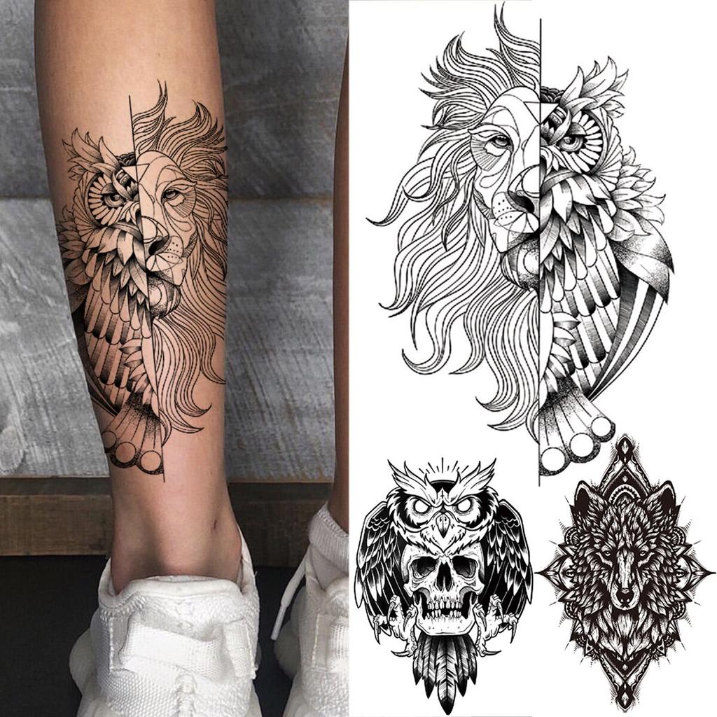 Buy Indian Lion Owl Temporary Tattoos For Women Men Black Skull Wolf Fake Tattoo Sticker Thigh And Arm Water Transfer Tattoo Decals At Affordable Prices — Free Shipping, Real Reviews With Photos — 1024_x_1024_jpg