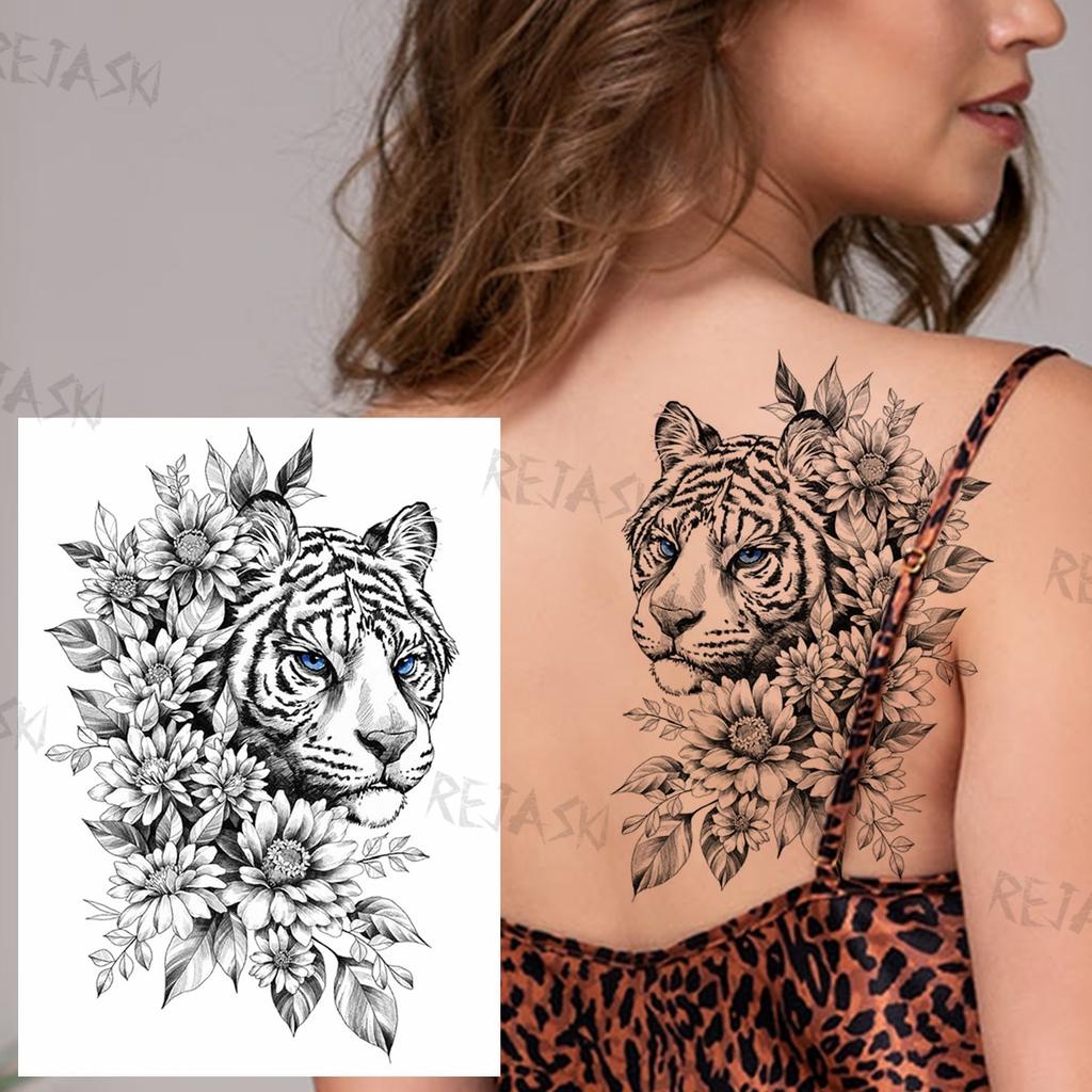 Black Skull Flower Temporary Tattoos For Women Adult Realistic Fake Geometric Tiger Samurai Fake Tatoo Back Large Tattoo Sticker Acheter À Prix Bas — Livraison Gratuite, Avis Réels Avec Des Photos — Joom 1024_x_1024_jpg
