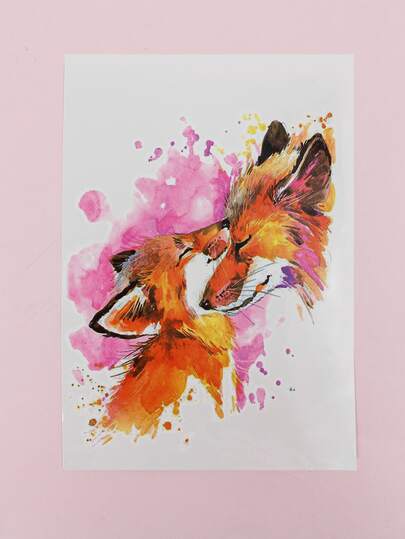 1Sheet Water Color Fox & Flower Pattern Tattoo Sticker | Shein Eur 539_x_405_webp