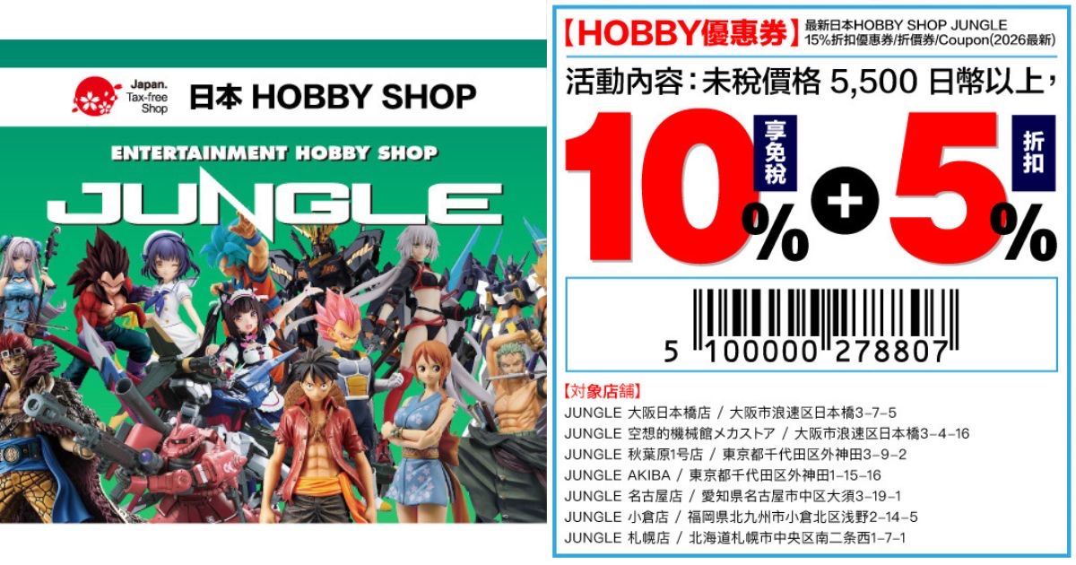 JUNGLE 密林玩具 優惠券 日本動漫模型公仔