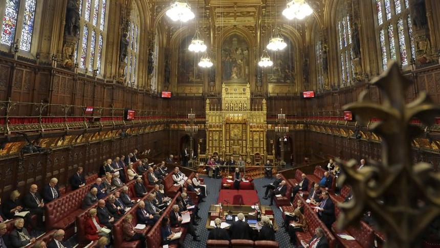 2020. Britain's House of Lords is considering the EuropeA view inside the House of Lords as the European Withdrawal Agreement Bill is debated in London, Tuesday, Jan. 21, an Withdrawal Agreement Bill,