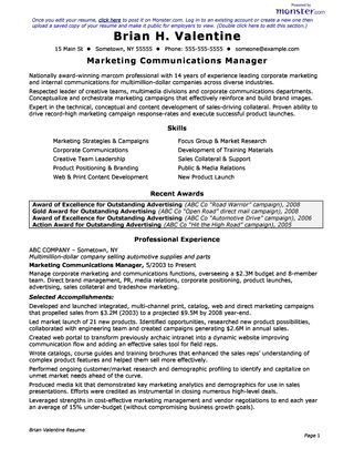 Marketing communication is anything that sends a message to consumers. Cv Marketing Communications Manager Resume