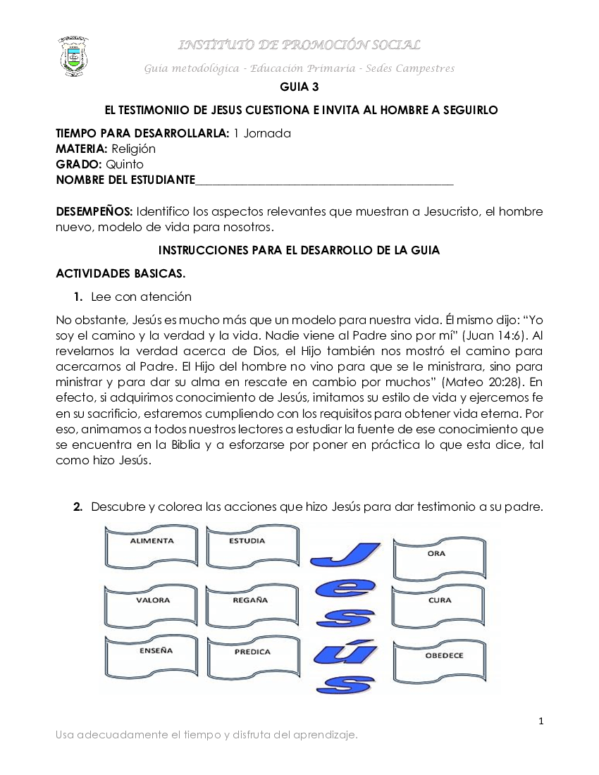 Guia 3 Religion Quinto Pdf Docer Com Ar