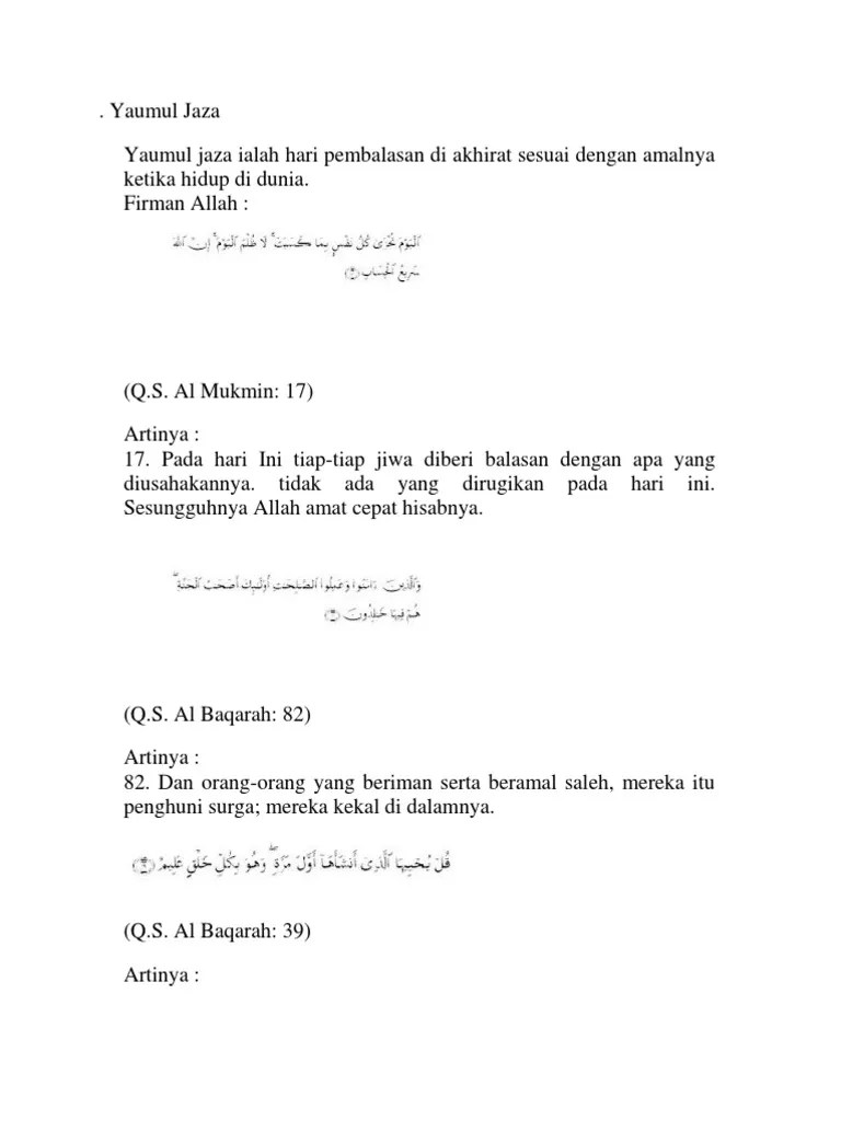 Setelah mengetahui pengertian yaumul jaza … Yaumul Jaza Pdf