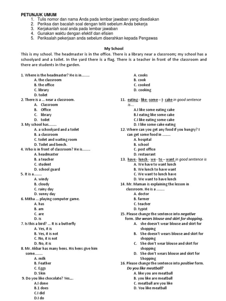 Complete the following passage using the option provided below! Soal Bahasa Inggris Tentang Pekerjaan Sekali
