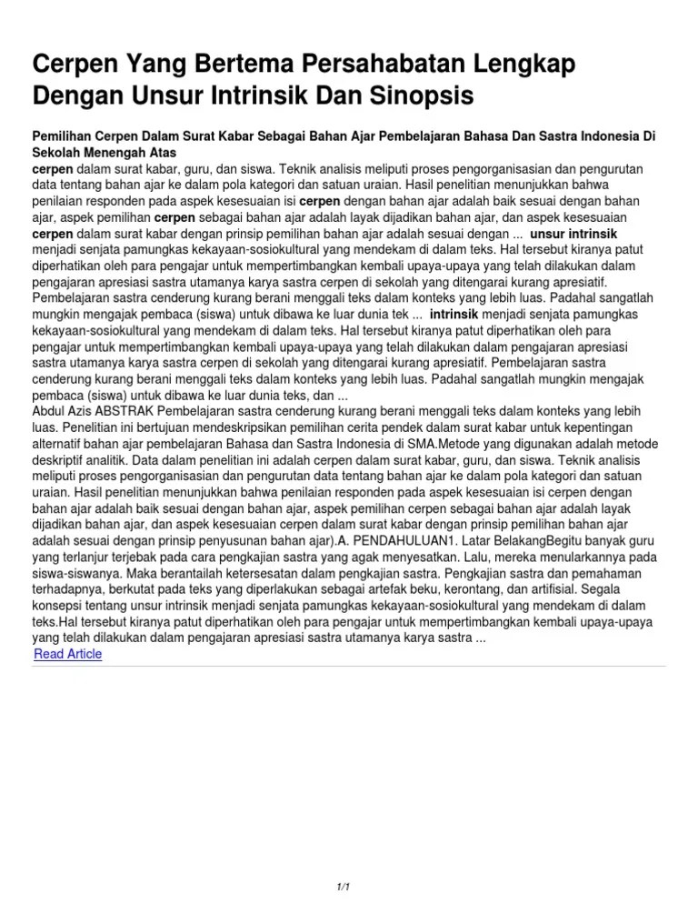 Unsur Ekstrinsik Cerpen Robohnya Surau Kami Beserta Buktinya