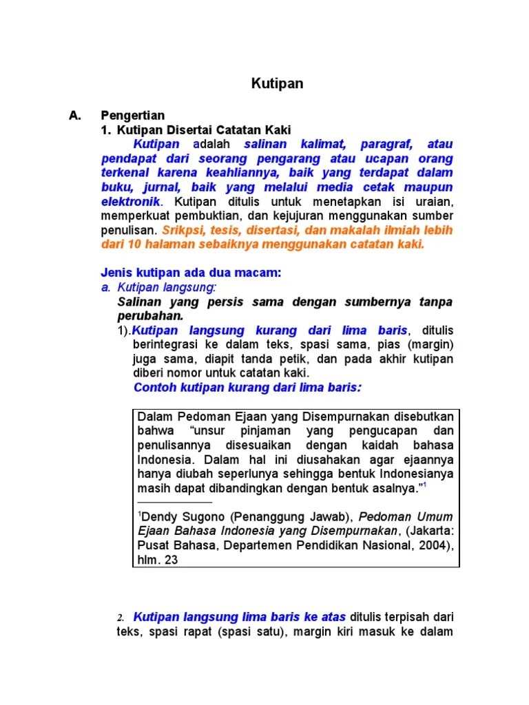 Bukan berupa buku, melainkan artikel, baik itu dari koran, majalah, ensiklopedi, internet, atau lainnya. Contoh Catatan Kaki Dalam Makalah Paint Colors Images