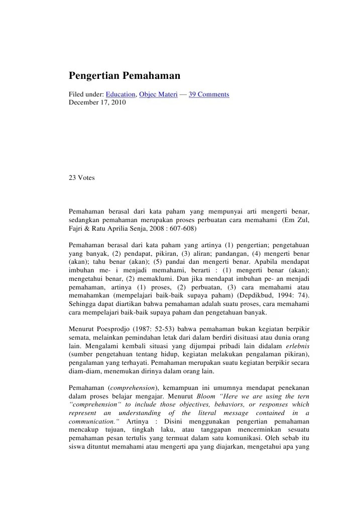 Pengertian Memahami – Mudah