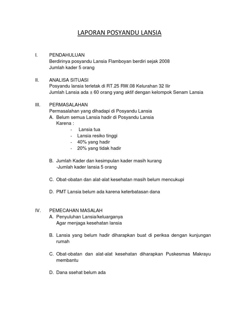 Bagian kaki laporan terdiri dari : Laporan Posyandu Lansia Pdf