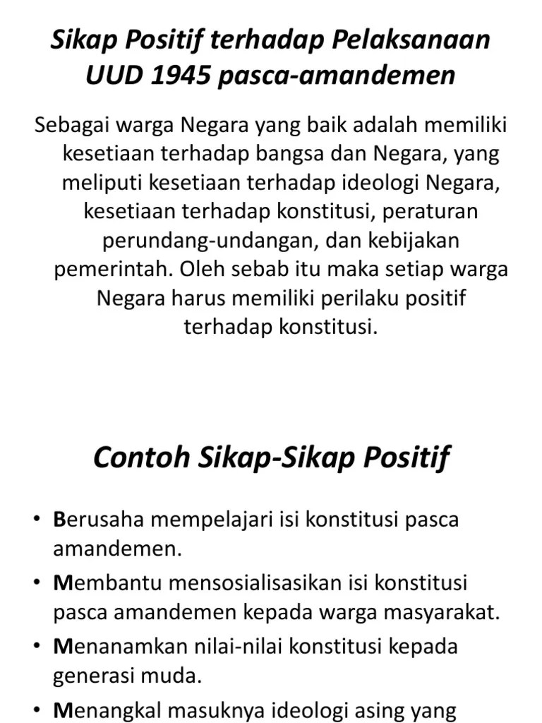 Sikap Positif Terhadap Perubahan Uud 1945 Akan Berpengaruh Pada – Lukisan