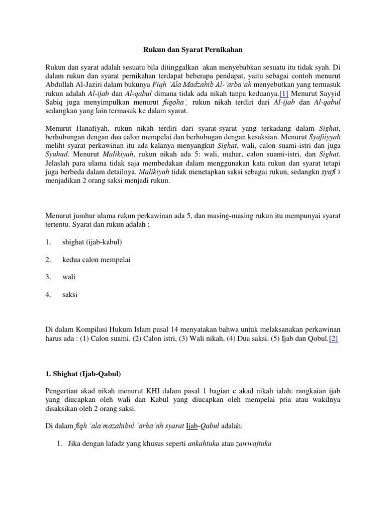 Rukun Dan Syarat Pernikahan | PDF