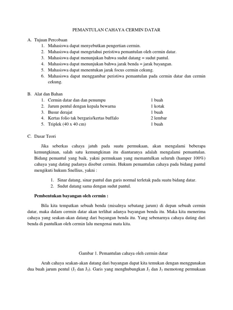 Pemantulan Cahaya Cermin Datar | PDF