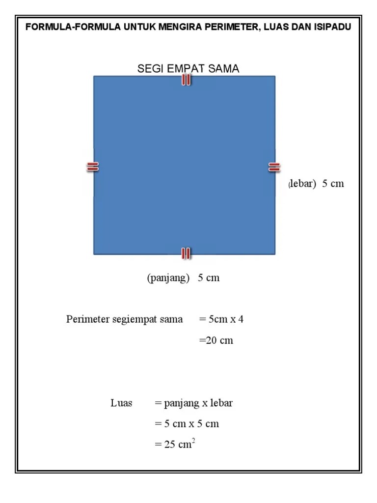 Formula Kira Luas Segi Empat Sama : Formula Matematik Pdf | Quiteria