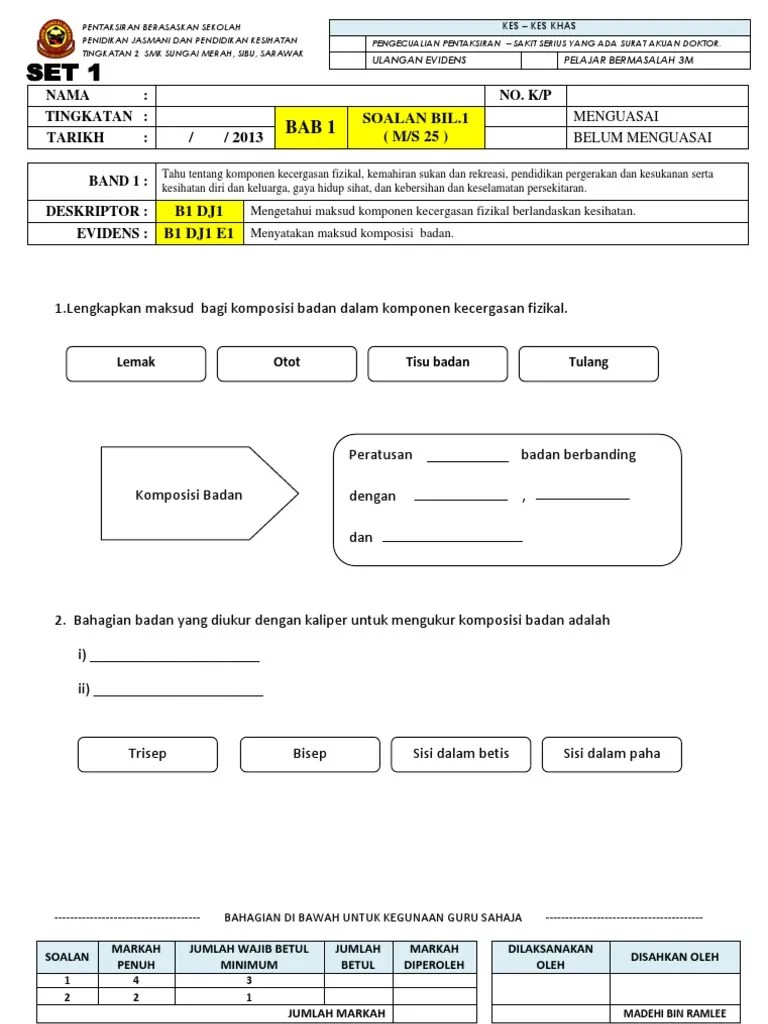 Bab 4 (kesihatan diri & keluarga) · 1 comment: Ujian Pendidikan Jasmani Dan Kesihatan Tingkatan 2
