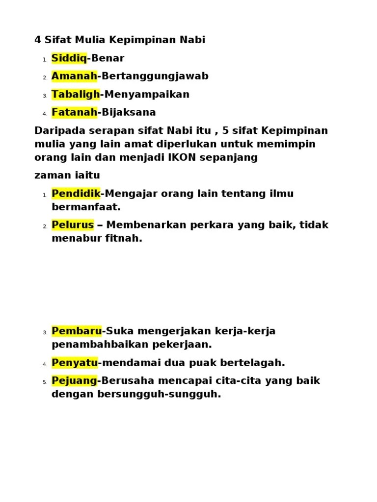 4 Sifat Mulia Nabi | PDF