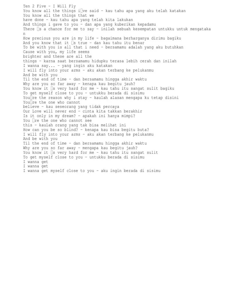 Arti Dari Lirik Lagu I Will Fly | PDF
