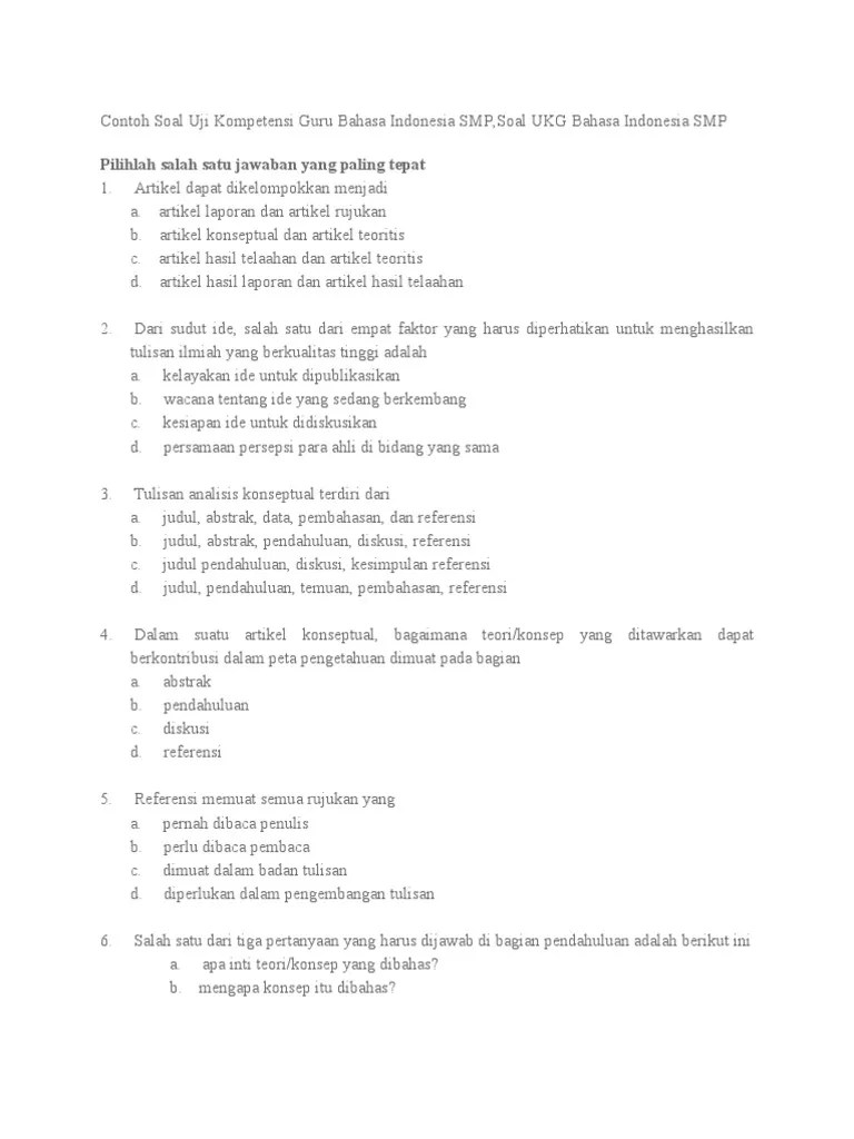 Menggunakan acuan kriteria berdasarkan pencapaian kompetensi;. Soal Online Ukg Bahasa Indonesia Smp