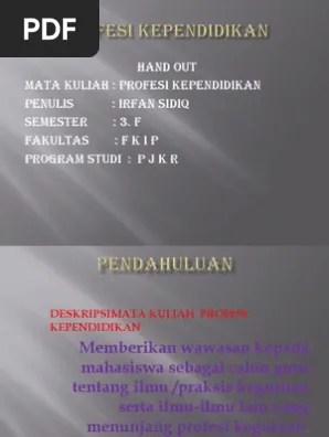 Sebagai pembangkuh jabatan guru sudah seharusnya anda memahami apa . P Point Profesi Kependidikan Pdf