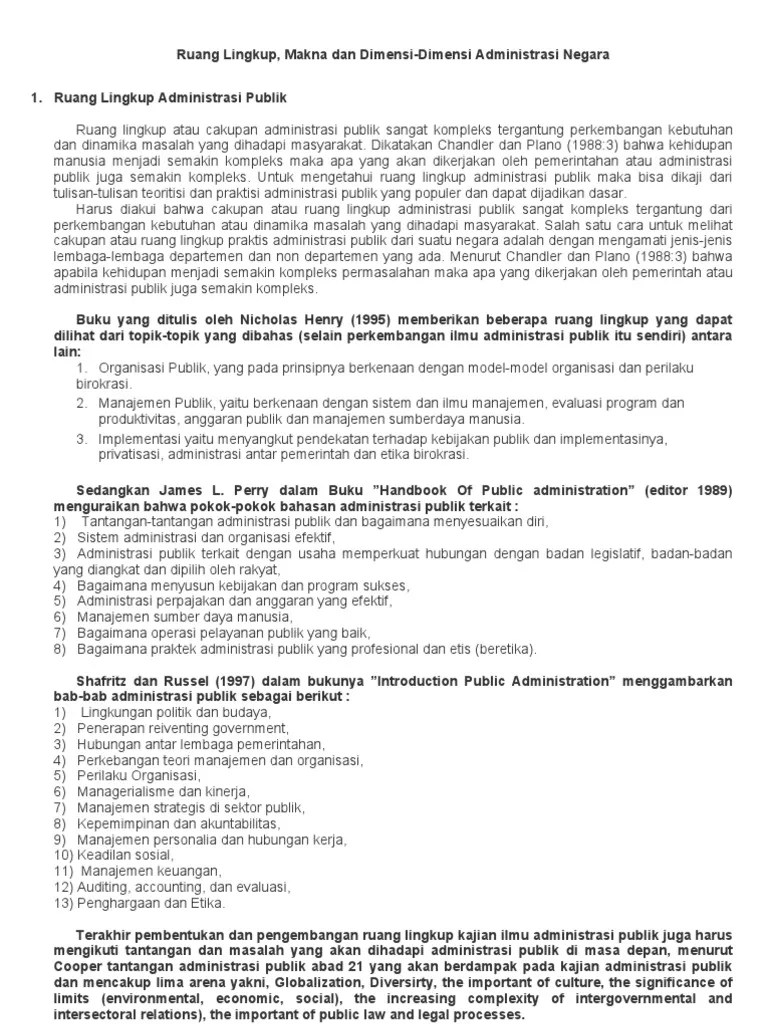 Ruang Lingkup, Makna Dan Dimensi Adm Negara | PDF