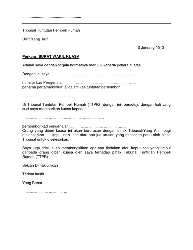 Surat wakil syarikat untuk tm. Surat Wakil Kuasa
