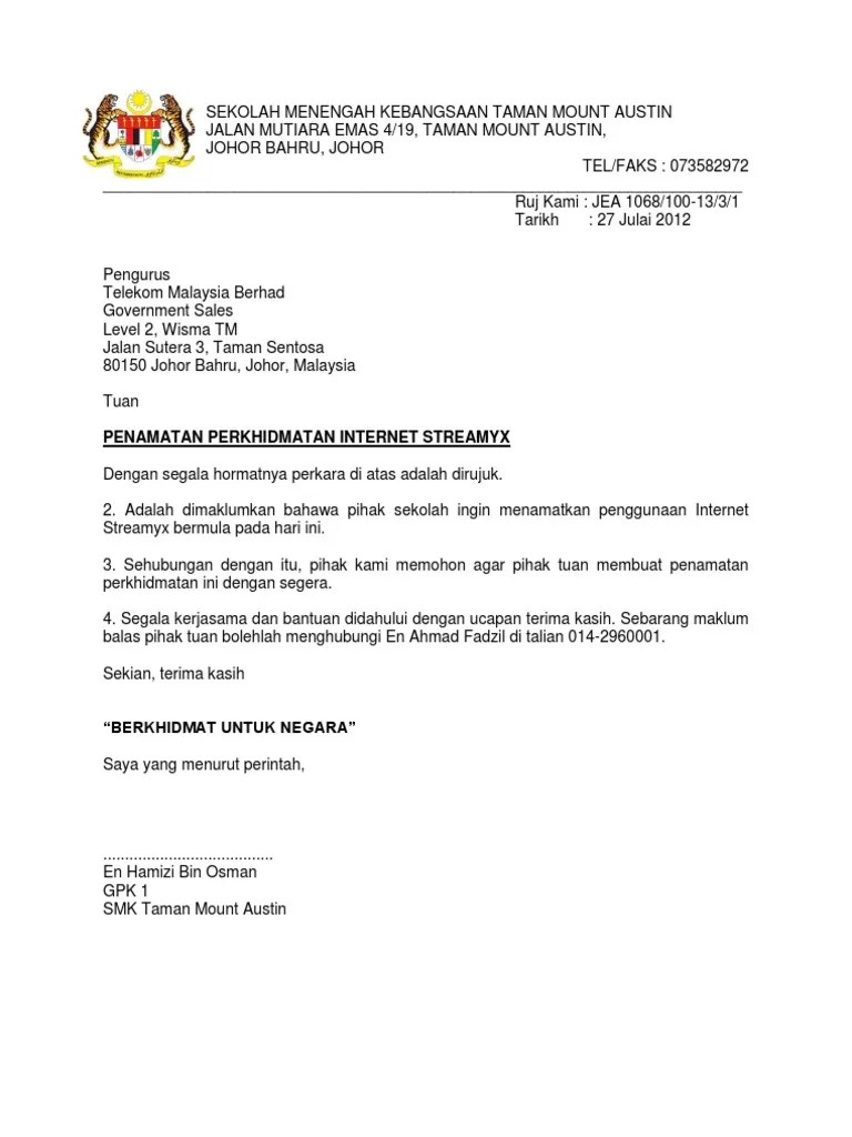 Majikan juga tidak boleh membayar wang tersebut, tanpa kebenaran daripada lhdnm, kepada atau untuk manfaat pekerja sehingga 90 hari selepas penerimaan borang oleh lhdnm. Contoh Surat Penamatan Perkhidmatan Pekerja