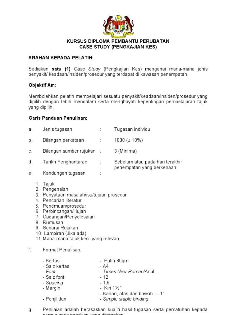 Following is a suggested guideline for preparing your case study reports (remember to always use apa style for all . Contoh Case Study Format Pdf