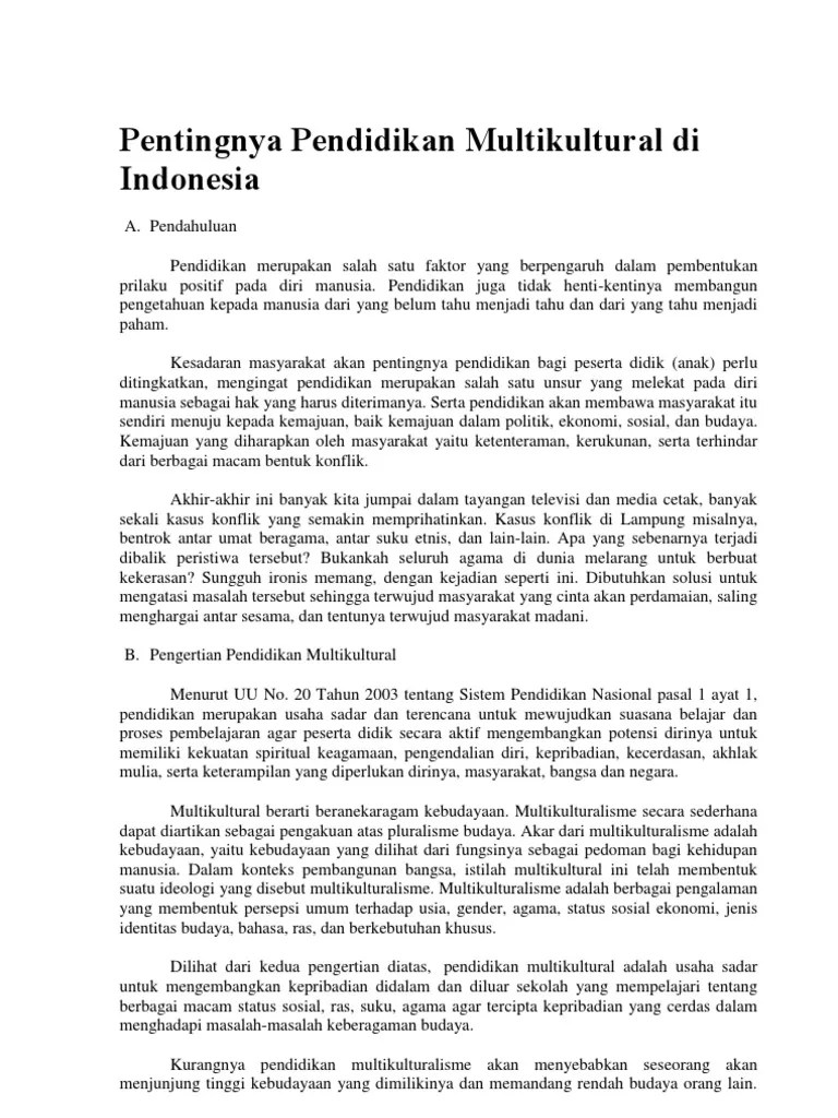 Pentingnya Pendidikan Multikultural Di Sekolah Dasar - Terkait Pendidikan