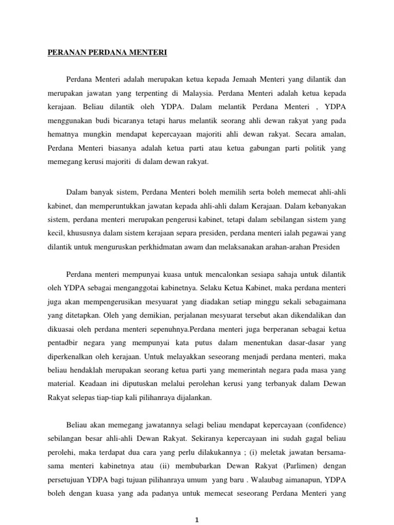 Tugas perdana menteri tugas perdana menteri sejarah tahun 6. Perdana Menteri Malaysia Pdf