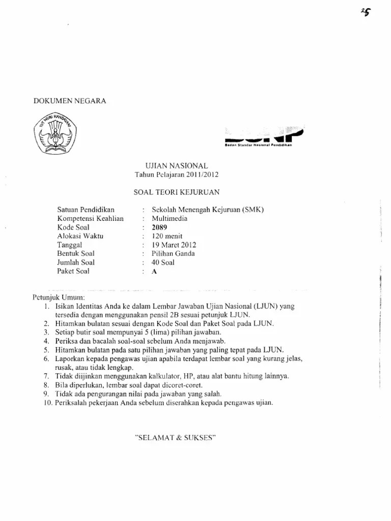 05.11.2018 · kumpulan soal un teori kejuruan multimedia dan kunci jawaban. Soal Un Smk Kejuruan Multimedia 2014 Revisi Id