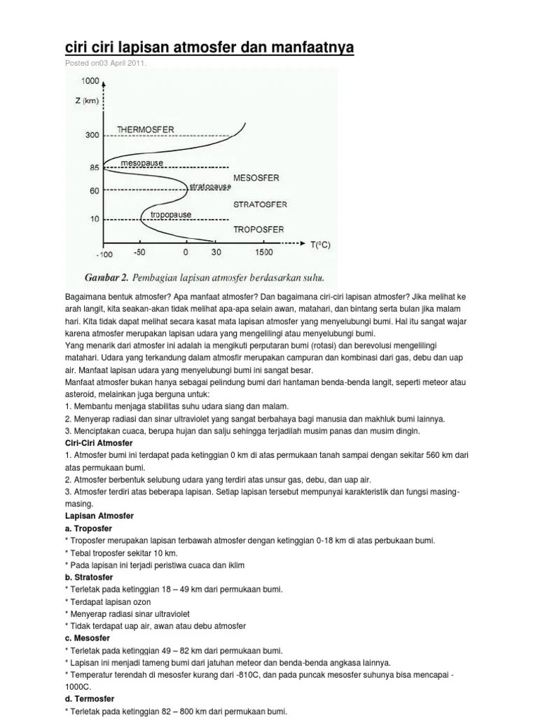 Ciri Ciri Lapisan Atmosfer Dan Manfaatnya | PDF