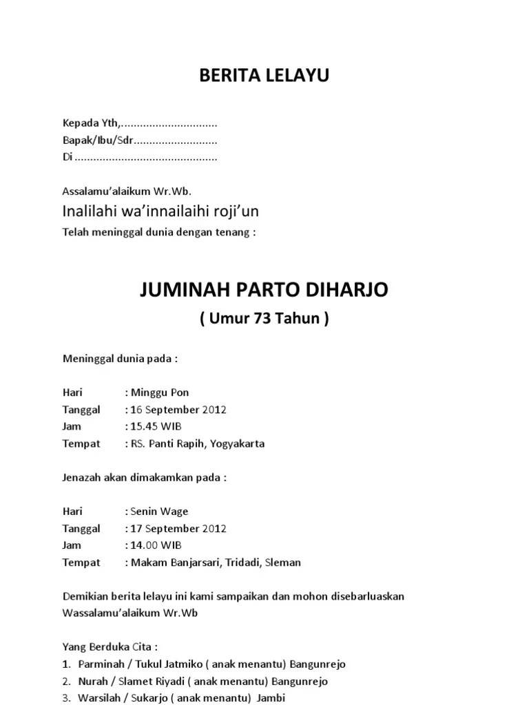 Dan semoga untuk ke depannya contoh surat lamaran kerja ini bisa dijadikan pedoman atau referensi bagi kita semua. Berita Lelayu Pdf