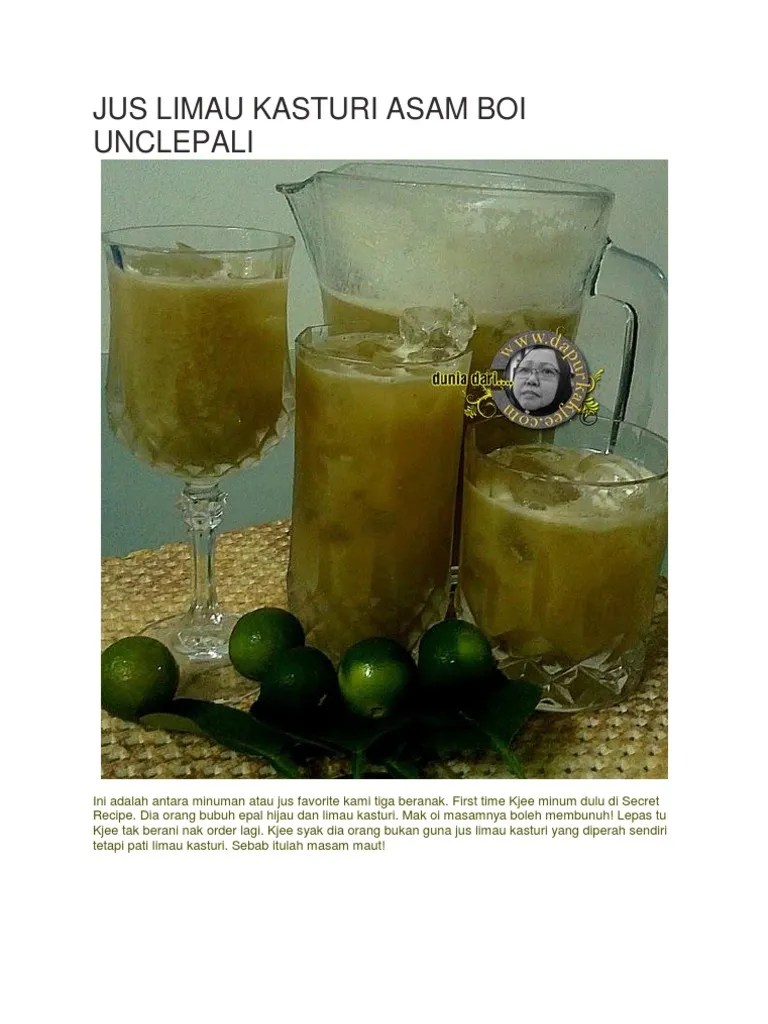 Resepi jus asam boi limau kasturi mat gebu. Jus Limau Kasturi Asam Boi Pdf