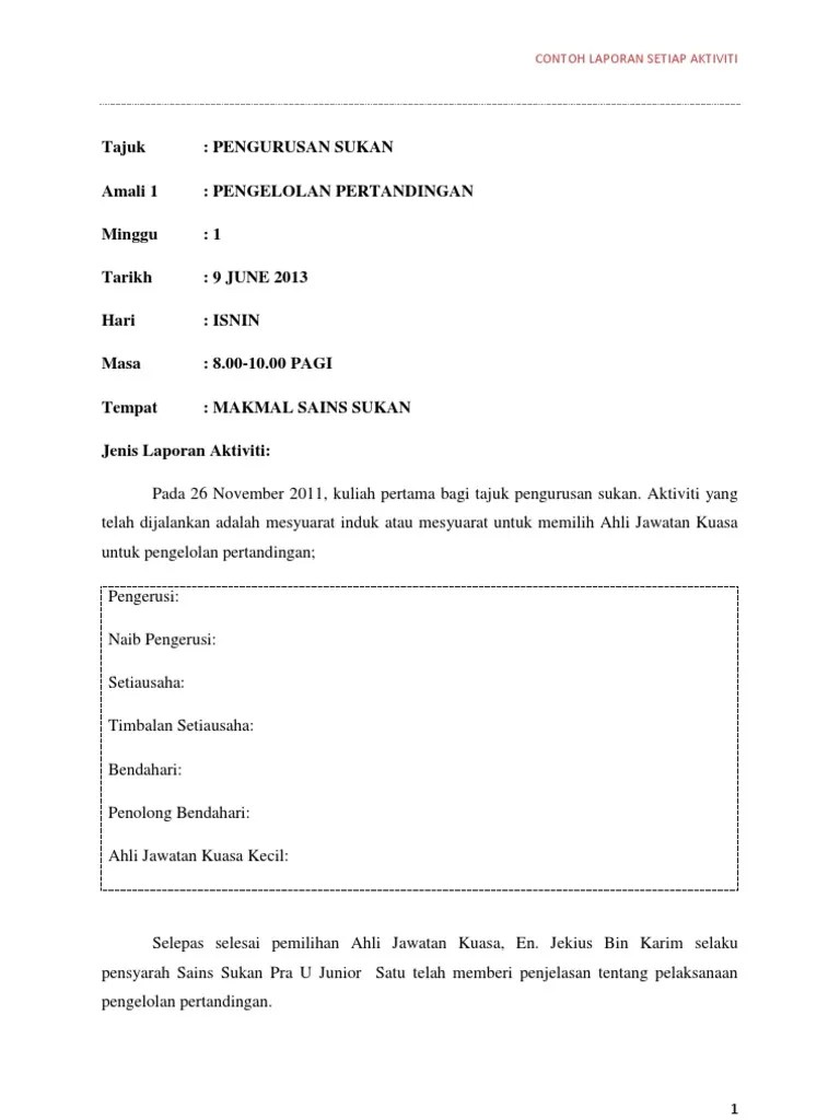 Kempen gaya hidup sihat telah lama dilaksanakan oleh kerajaan dan kementerian kesihatan malaysia. Contoh Laporan Setiap Aktiviti Log Pdf
