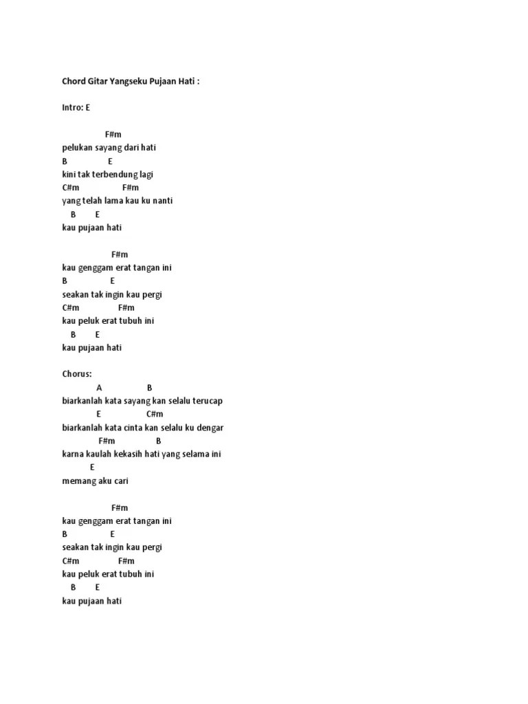 Am d kar'na kaulah kekasih hati yang selama ini Chord Gitar Yangseku Pujaan Hati