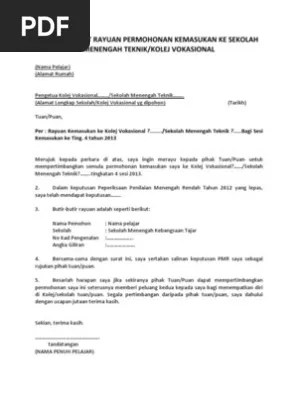Maklumat lanjut rujuk kenyataan media kpm. Contoh Surat Rayuan Permohonan Kemasukan Ke Sekolah Menengah Teknik