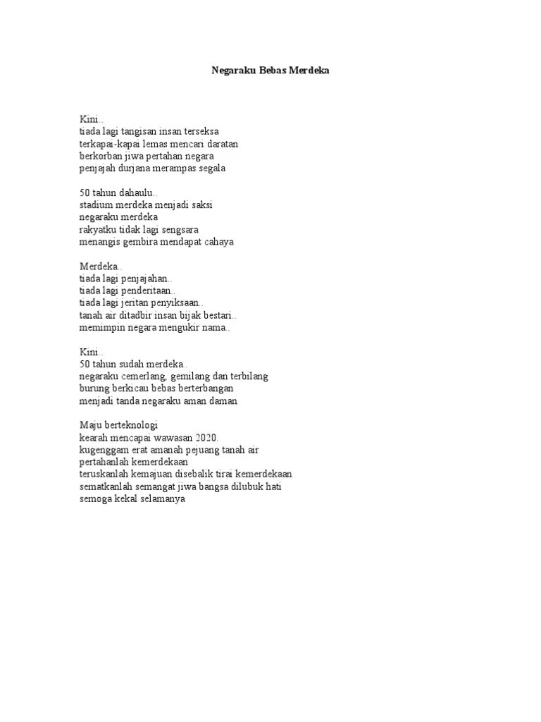 Ini diikuti deklamasi sajak 'malaysia . Sajak Sajak Kemerdekaan Pdf