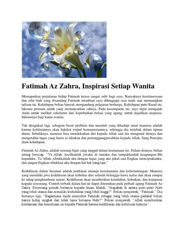 Keutamaan Fatimah Az Zahra
