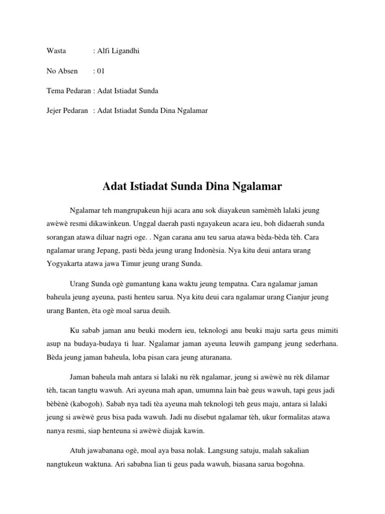 Tradisi ekahan merupakan tradisi aqiqah yang diselenggarakan oleh masyarakat sunda. Adat Istiadat Sunda Dina Ngalamar Pdf