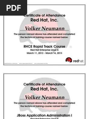 Volker Neumann, RED HAT Enterprise LINUX SystemAdministration in RED HAT  Enterprise Linux - 6.0, 3 Certificates, 2012-2013 | PDF | Linux | Free  Software