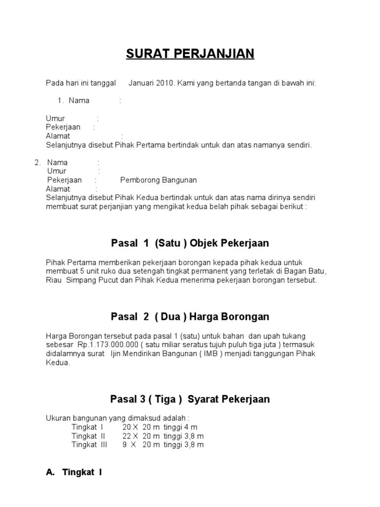 Contoh surat perjanjian borongan rumah contoh surat. Contoh Surat Perintah Kerja Tukang