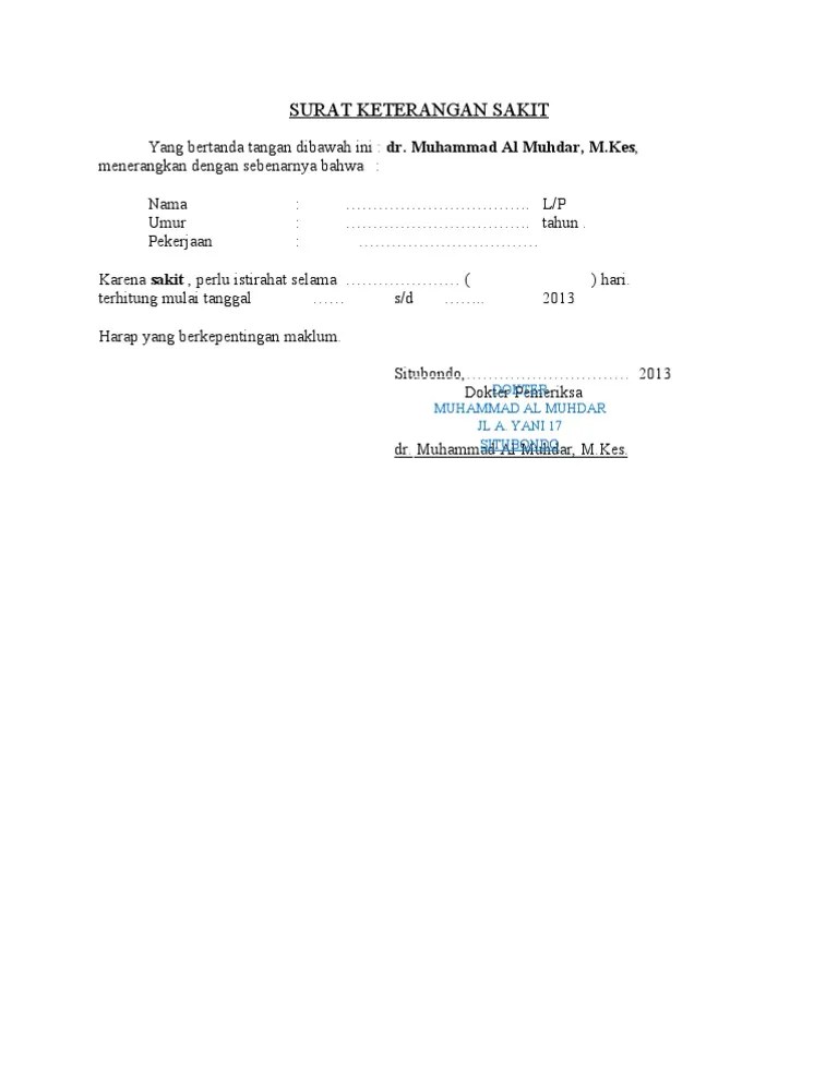 Maybe you would like to learn more about one of these? Surat Keterangan Sakit Pdf